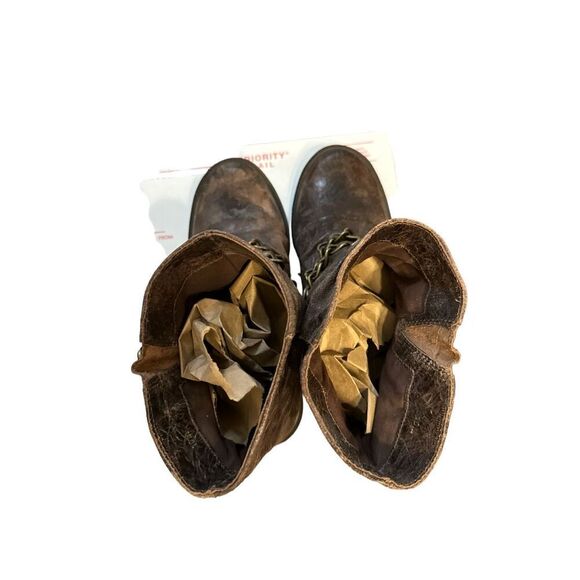 Y2K Vintage MIA Sz 10 Distressed Leather Strappy Chain Slouch Slip On Boots - Picture 6 of 7